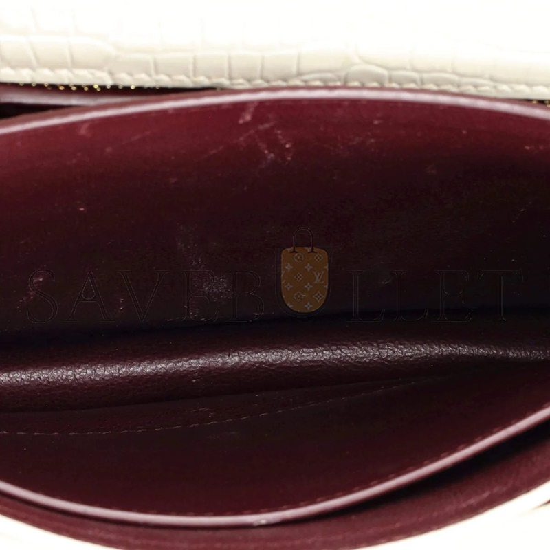 Y*L cassandra embossed clasp bag white 532750 (22*16.5*5.5cm)